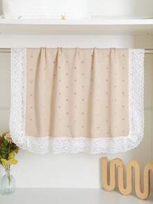 1 pieza Manta de bebé de punto de moda minimalista casual, manta acogedora de retazos de encaje dulce para niños, adecuada para todas las estaciones - Caqui - Ver 3