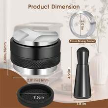 51mm/58mm Espresso Accessories Set, Includes Dual-Head Tamper, WDT Tool And Dosing Cup Funnel, Suitable For Espresso Machines And Pour Over - Black - View 7