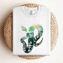 Women T-Shirt Print Boho Ball Python Cool Forest Unisex T-Shirt - 白色 - 查看 3