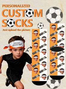 1 par de calcetines personalizados, calcetines con estampado facial personalizado, calcetines con estampado de foto, calcetines con cualquier cara/patrón estampado, calcetines con cara divertida, fútbol, aniversario, San Valentín, cumpleaños, boda, Día de la Madre, Día del Padre, regalo - Multicolor - Ver 2