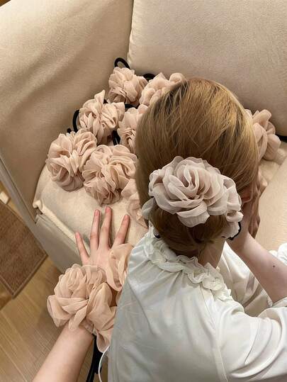 1pc Vintage Mesh Scrunchie, Elastic Hair Tie, Durable Ponytail Holder, Elegant Hair Accessory