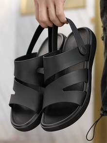 Sandalias negras para hombres, chanclas casuales versátiles de EVA, adecuadas para actividades acuáticas de verano - Negro - Ver 2