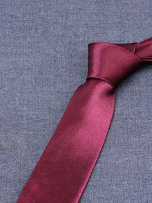 1条酒红色手工领带，适合日常休闲、婚礼、商务聚会和日常穿着。 - 彩色 - 查看 3