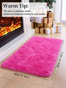 1入粉色地毯，家居室內裝飾用聚酯纖維蓬鬆地毯 - 玫紅色 - 查看 15