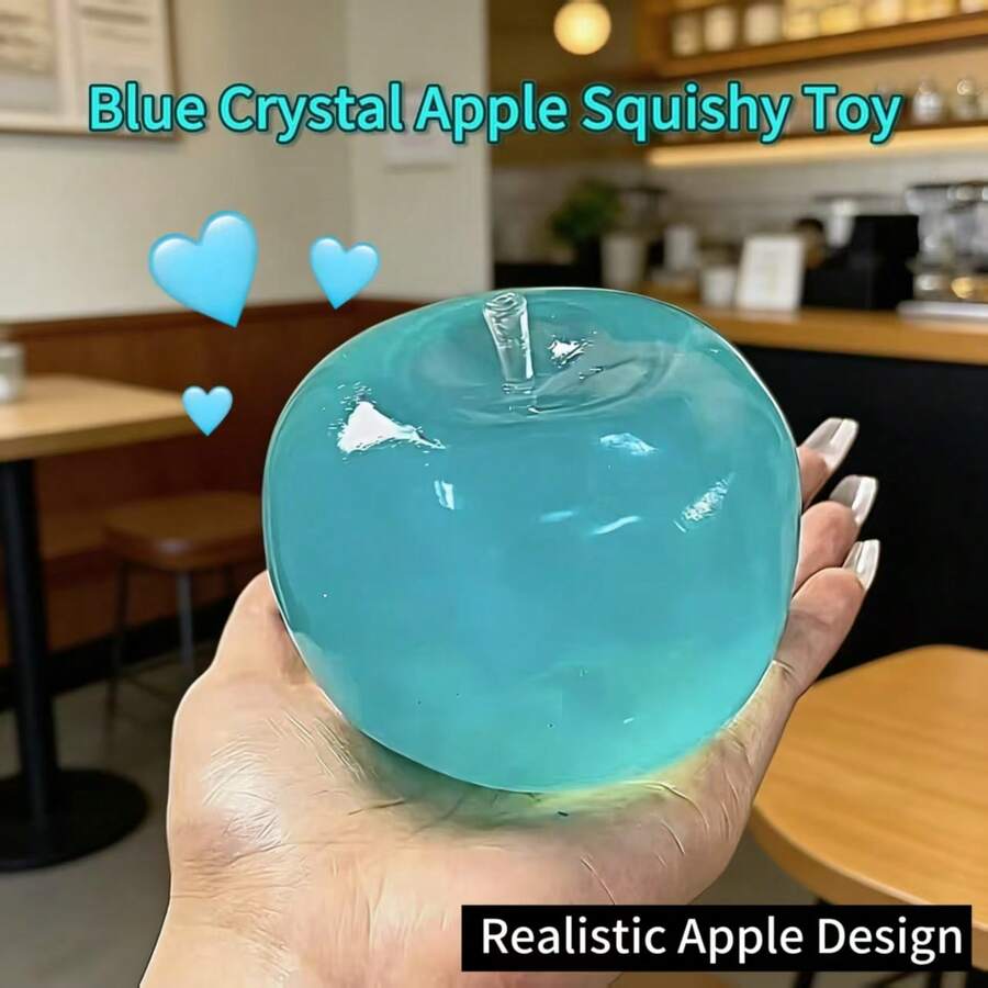 优质创意粉色苹果、蓝色苹果、水晶大苹果挤压玩具，奶油质感手工球减压小工具 - 彩色 - 查看 1