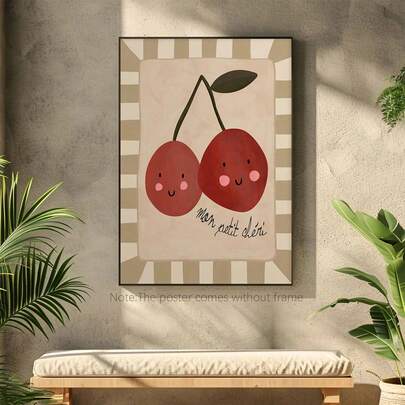 Mon Petit Cheri Print, Small Cherries, Children's Art, Cute Kids' Painting, Cute Nursery Wall Art, Lovely Print, Playroom, Nursery Art, Fruit.