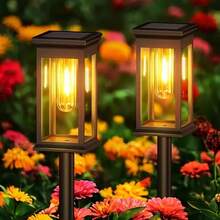 4Pcs Solar Garden Lights 4 Pack Vintage Filament Clear Shade High Efficiency Monocrystalline Panel 800mAh Rechargeable Battery 25 Percent Conversion 4 6 Hours Charging Time 5 8 Hours Working Runtime Automatic Dusk To Dawn Operation IP65 Waterproof Rating PP ABS PS Material Construction Pathway Illumination Patio Accent Yard Landscape Villa Driveway Walkway Lighting Home Exterior Decoration Weather Resistant Summer Winter Night Safety Light Outdoor Homeowners Gardeners Campers - 景觀燈 - 查看 2