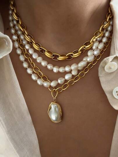 Bộ 4 dây chuyền mặt đồng xu cổ và ngọc trai giả, phụ kiện trang sức phong cách retro thanh lịch dành cho nữ, phù hợp để đeo hàng ngày, đi biển, du lịch, phối đồ thời trang, bộ dây chuyền mùa hè, quà tặng sinh nhật.