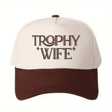 Trophy Wife Embroidered Lettering Cross-Border Fashion Women's Trucker Hat - Cà phê nâu - Xem 10
