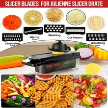 Picador de verduras multifuncional negro de 14 en 1 - Diseño antideslizante, fácil de usar y limpiar, material de ABS con recipiente, herramienta de corte de cocina - Herramienta universal de preparación de alimentos para chefs en el hogar - Multicolor - Ver 12