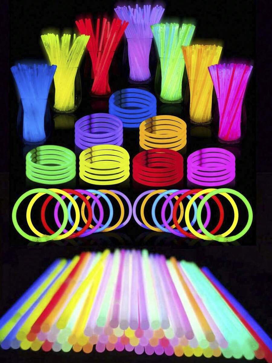 100 que phát sáng, phụ kiện tiệc phát sáng, vòng tay phát sáng tự làm, thích hợp cho các bữa tiệc neon, tiệc sinh nhật, tiệc tốt nghiệp, đám cưới và tiệc cô dâu.