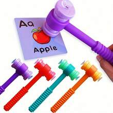 hoojojo Suction Cup Hammer Educational Supplies, Double-Sided Adhesive Laminated Cards, Word Learning Hammer Game, Non-Slip Handle, Suitable For Classroom Interactive Games And Home Education - Multicolor - View 4