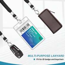 3 Pack Clear ID Badge Holder With Lanyard Black Lanyards With Vertical Waterproof ID Badge Holder For Office, School, Travel - ColorA - 查看 4
