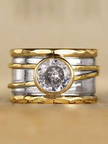 1 PC Glamorous Cubic Zirconia Ring For Women For Wedding Engagement Anniversary Party Jewelry Valentine's Day Gift - 1# - View 2