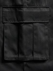 Plus Size Men's Black Cargo Shorts, Multi-Pocket Casual Street Style Practical Summer Shorts - Black - View 7