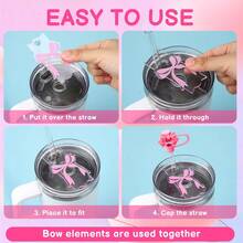 12pcs Reusable Straw Covers With Bow Tie Design, Cute Straw Toppers, Dust-Proof Straw Caps Compatible With 10mm Straws, Cup Accessories - Multicolor - View 3