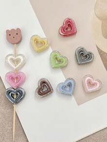10pcs Transparent Heart & Star Shaped Acrylic Beads, Hollow Pendant DIY Phone Charm Accessories - Powder-filled Version - View 3