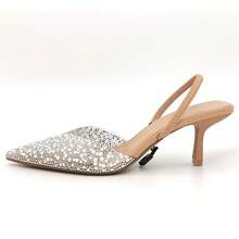 Casual Women's High Heel Shoes New ZA Summer Pearl Decorated Elegant Slingback Princess Style High Heels For Ladies - Apricot - View 3
