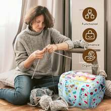 Knitting Bag Large Crochet Bag, Huge Knitting Bags And Totes Organizer Yarn Storage Organizer For Unfinished Project, Knitting Needles, Crochet Hooks, Skeins Yarn -Ideal Knitting & Crochet Gift - Yarn Storage - View 11