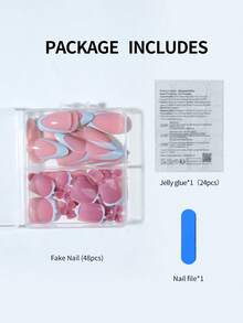 48pcs Nail Set - Glossy Acrylic Material, Includes 24pcs Almond-Shaped Fingernails And 24pcs Toenails, Full Coverage, Elegant French Manicure Design, Suitable For Women And Girls, Can Be Used For Nail Salon Or DIY Home Manicure - Multicolor - View 9