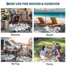 Hodeffior Outdoor Plastic Straw Rug 270x360cm Waterproof Reversible Floral Pattern Patio Carpet, Foldable Portable Outdoor Rug With Bag And 4 Stakes, UV Resistant Area Mat For Deck, Balcony, Camping, Picnic, RV - Black - View 3