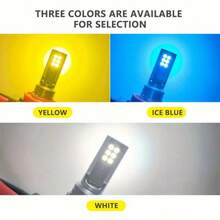 2个H9/H11 LED汽车雾灯灯泡，12颗SMD灯珠，可选6000K白光、8000K冰蓝光、4300K金光，适用于汽车雾灯和日间行车灯，12V/24V - A - 查看 3