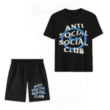 Mens Creative T Shirt And Shorts Set American Vintage Full Print Street Wear Essential Graphic T Shirt And Shorts Set With Lightning Logo Print For Casual Outfits And Urban Fashion Styles,T-Shirt And Shorts Set, Two Piece Set, Casual Set, Summer Outfit, Lounge Set, Short Sleeve Set, Cotton Set, Mens Set,Matching Set, Sport Set, Tracksuit Set, Comfort Set, Daily Outfit, Lounge Wear,Casual Wear,Cotton T-Shirt, Casual Tee, Short Sleeve, Crew Neck, Vintage Tee, Fashion T-Shirt, Loose Fit, Regular Fit,Shorts, Casual Shorts, Summer Shorts, Cotton Shorts, Athletic Shorts, Gym Shorts, Lounge Shorts, Beach Shorts,Daily Shorts - Black T-shirt and Shorts Set - View 2