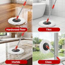 Stainless Steel Spin Mop Bucket Setessentials360° Rotatable Mop 3 Microfiber Heads 61-Inch Adjustable Handle Separate Dirty Water SystemEfficient Cleaning Supplies - TB02 - View 2