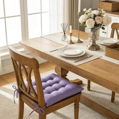 6 Pack Soft Breathable Dining Chair Cushions With Secure Ties, Square Seat Pads For Kitchen Office Garden Balcony