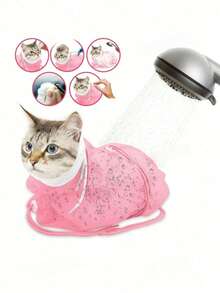 1/2pcs Cat Bathing Bag, Design To Prevent Cats From Moving, Biting, And Scratching, Cat Bathing Mesh Bag, Grooming Tool, Made Of Easy-Lathering Material, Can Add Shower Gel, Cat Anti-Scratch Bathing, Nail Clipping, Ear Cleaning Fixing Bag, Multi-Scenario Creative Pet Bathing Supplies, Creative Gift, Essential Home Item For Pet Owners - Multicolor - View 1