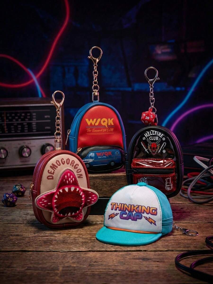 1 chiếc móc khóa PVC 3D chính thức của Netflix Stranger Things, kiểu dáng ba lô mini hình Demogorgon, mũ tư duy, móc chìa khóa, phụ kiện trang trí túi xách, quà tặng cho người hâm mộ. - Nhiều màu - Xem 1