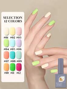 Mec 12ml 春夏多巴胺马卡龙凝胶指甲油，12色乳霜质地不透明凝胶，高显色度黄、粉、绿、蓝、橙、紫，光滑高光泽，可卸除，UV/LED灯固化，持久耐用，适合海滩、节日和日常美甲 - 彩色 - 查看 19