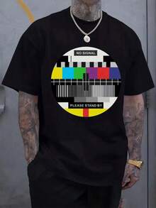 Camiseta de Hombre con Estampado Gráfico del Significado Chino de la Amistad, Manga Corta, Cuello Redondo, Casual, Adecuada para Verano y Primavera, Ropa de Verano para Hombre para Actividad - Negro - Ver 2