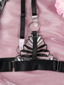 Bộ đồ lót nữ 3 món gợi cảm, sang trọng, thêu họa tiết, thiết kế buộc dây quyến rũ tôn dáng. - màu đen - Xem 12