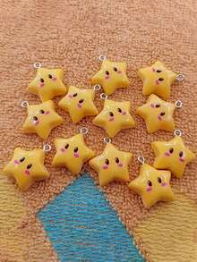 3/5/7/10个可爱星星吊坠，黄色树脂材质，适合DIY珠宝制作，如项链、手链、钥匙扣及其他手工艺品。 - 彩色 - 查看 6