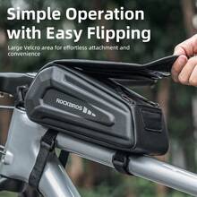 ROCKBROS 自行车手机支架包，EVA 防水自行车手机车把包，兼容 6.8 英寸以下手机 - 黑色 - 查看 7