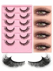GROINNEYA 6 Pairs Natural Cat Eye Lengthening False Eyelashes 3D Fluffy High Quality Lashes Look Like Real Lashes Fluffy Faux Mink Lashes Volume Wispy Long Foxy Eye Lifting Look Fake Eyelashes,Suitable For Any Casual Occasion - View 12