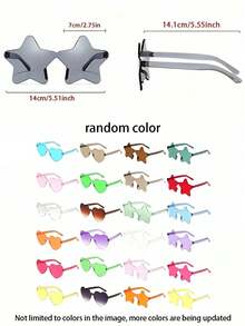 20/10/5/1 件套无框五角星形透明糖果色派对眼镜，适用于派对、游泳、海滩、生日、嘉年华和其他娱乐活动及派对礼品，颜色随机搭配 - 彩色 - 查看 6