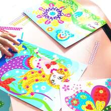 5/10片装DIY纸质绘画板，塑料钻石贴纸画，卡通动物贴纸，生日派对礼物 - 杏色 - 查看 3