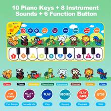 Musical Carpet With Sound & Light Effects, Animal Themed Touch Play Mat, Portable Floor Piano Dance Mat With Recording, Playback & Demo Modes, Early Education Development Music Toy Gift For Boys & Girls - Multicolor - View 4
