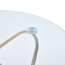 Dining Table With Gold Metal Legs And Tempered Glass Top, Modern And Space-Saving Kitchen Table For Living Room, Gold Metal Legs - Gold + Glass + Metal - View 9