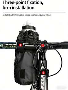 1个自行车水壶袋，防水保温自行车水杯架，适用于公路自行车和山地自行车，大容量工具包 - 黑色 - 查看 7