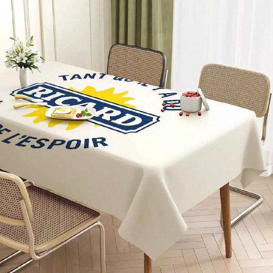 R-RicardS LOGO Tablecloth Tea Coffee Table Cloth Waterproof Cloth Wall Stove Rack Rectangular Wedding Banquet Home Decor(5).Jpg - 白色 - 查看 1