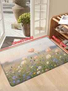 1pc Gradient Color Snapdragon Floral Pattern Doormat, Modern Farmhouse Style Absorbent Non-Slip Bath Mat, Living Room Bedroom Small Rug, Outdoor Rug, Entryway Rug, House Rug, Entrance Shoe Scraper Mat - Gentle Flower Field - View 13