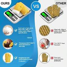 Bộ 4 găng tay lò nướng và chịu nhiệt, chịu nhiệt lên đến 500°F, dày và dài, chất liệu cotton, dùng trong nhà bếp (Màu vàng, đen, xám) - Nhiều màu - Xem 2