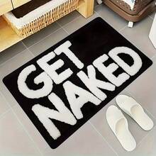 1pc Fun Bathroom Mat, Printed With Bold "" Text, Soft And Durable Flannel, Absorbent, Black And White Design - Suitable For Bathroom, Doorway, Indoor/Outdoor Use - Ideal For Bathroom, Living Room, Bedroom, Kitchen, Patio, And Laundry Room - 1 cái 40*60cm (15,7*23,6 inch) - Xem 2