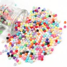 1000 Stück/Packung einfarbige runde Acrylperlen, 4mm bunte lose Perlen für DIY Armbänder, Halsketten, Handyketten, Schlüsselanhänger Abstandsperlen - Einfarbige runde Perlen - Übersicht 7