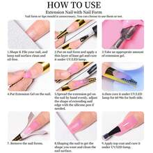 Mtssii 3PCS/Set Clear Non Stick Hand Extension Gel Nail Polish Set With Silicone Pen For 3D Shaping Nail Art Solid Milky White Jelly Nude Pink Hard Gel For Fake Nail Carving Flower Nail Art Acrylic Solid Builder Gel Easy To Operate Manicure For Home - 彩色 - 查看 8