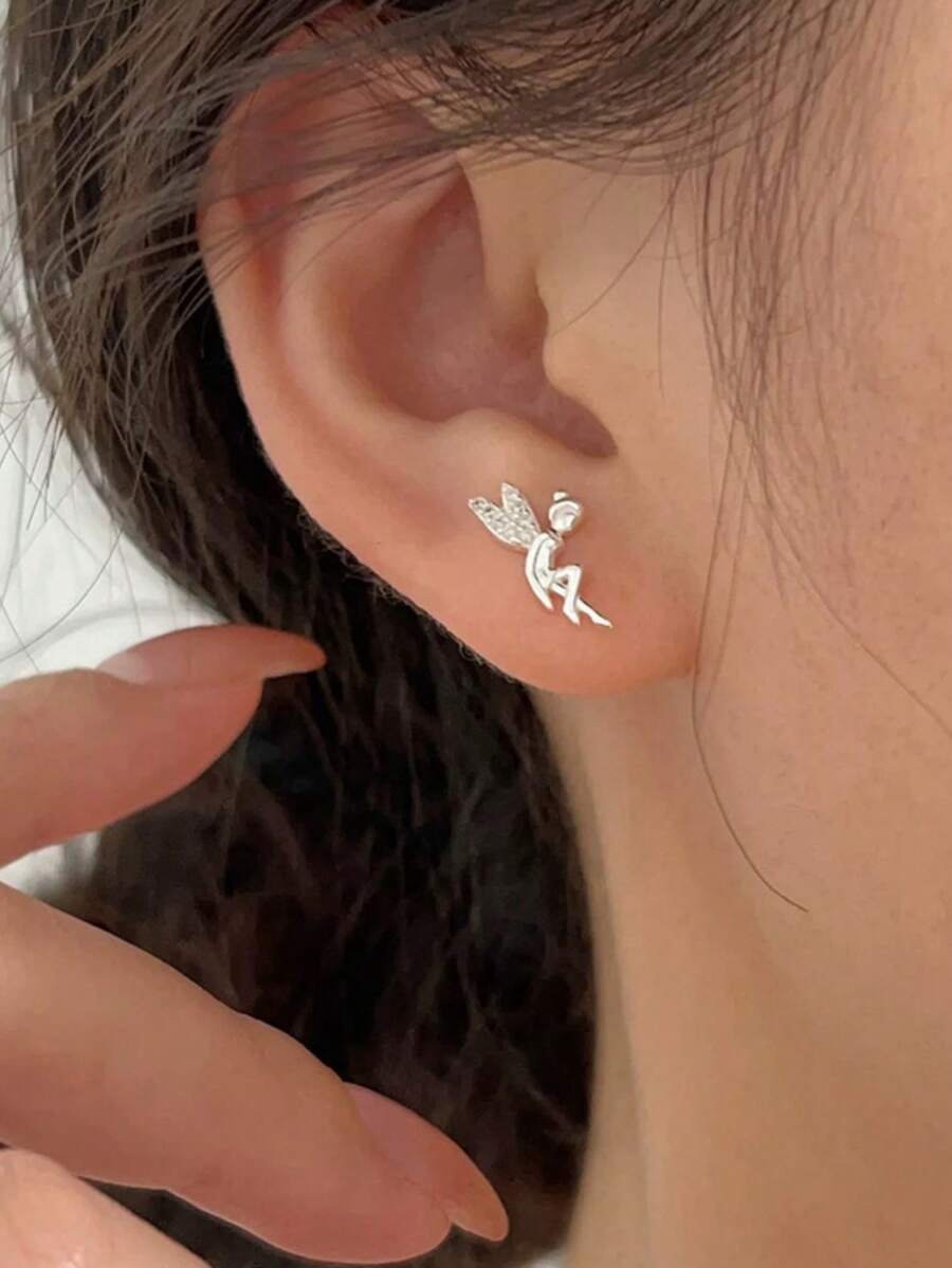 1对女士优雅耳环，波西米亚风，精致翅膀和触角设计，简约日常及派对饰品 - 耳環 - 查看 1