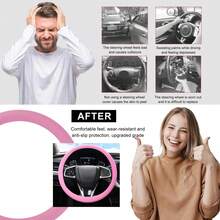 FCV 1PC Sofe Silicon Car Steering Wheel Cover, Non-Slip, Breathable, Universal 15 Inch (Approx. 38cm) Compatible With BMW 330i 540i 525i 530i 330Ci E46 M3 E39 Mini And More - Macaron - View 5